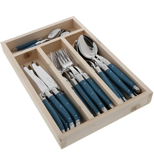 Laguiole Flatware 24 Piece - Blue Teal
