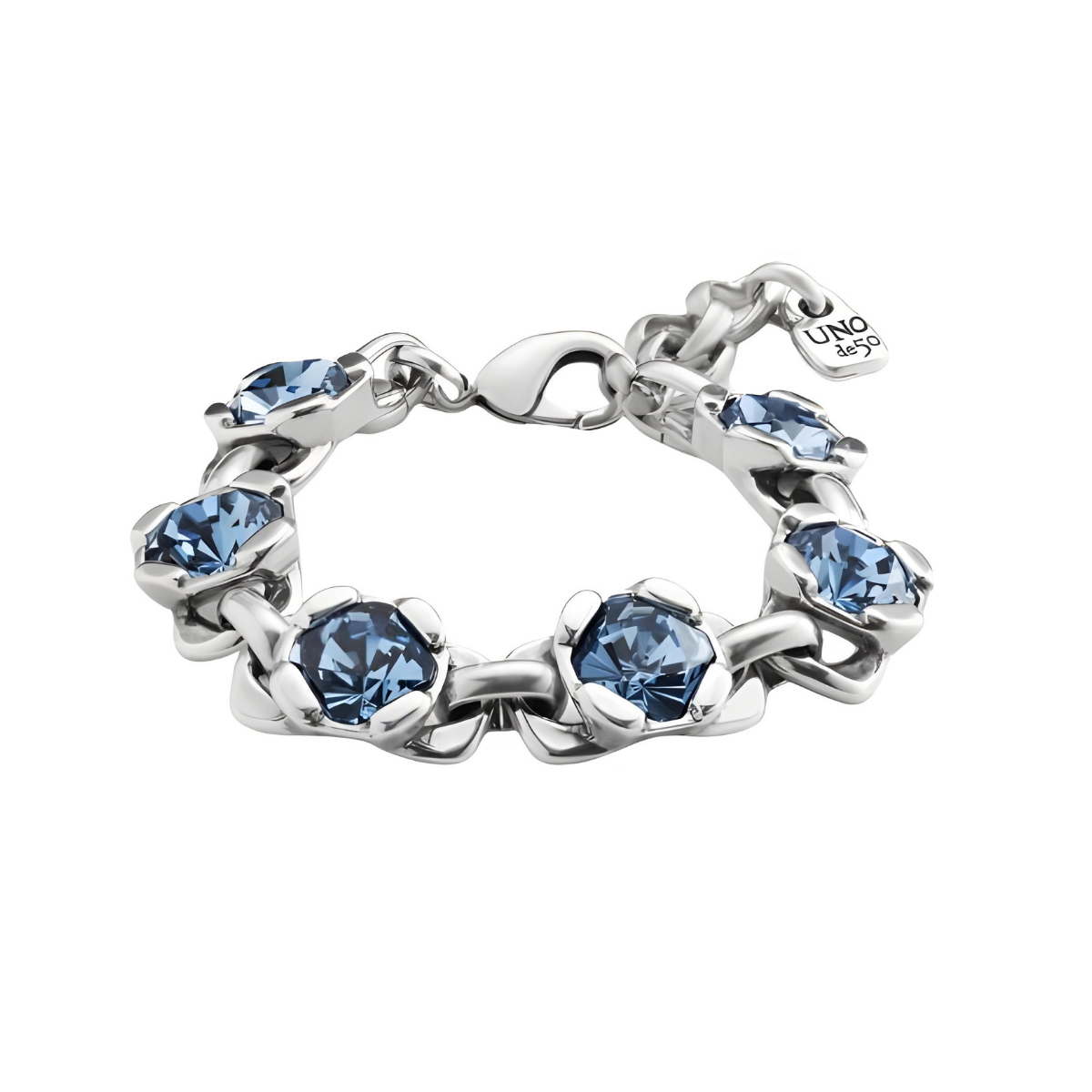 UNOde50 Link Chain Bracelet with Blue Crystal