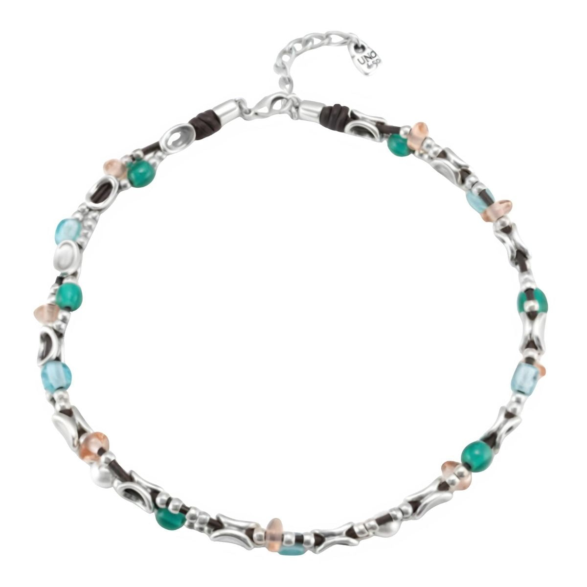 UNOde50 Charming Short Beaded Leather Strap Necklace
