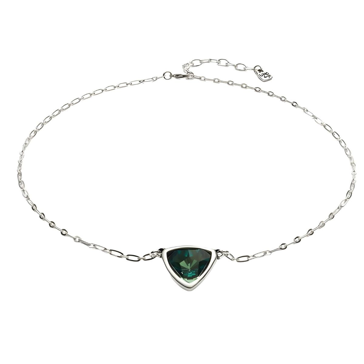 UNOde50 Pendant Chain Link Necklace with Green Crystal