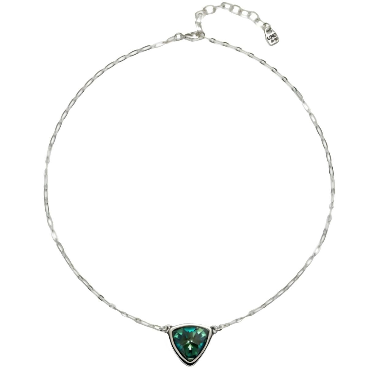 UNOde50 Pendant Chain Link Necklace with Green Crystal