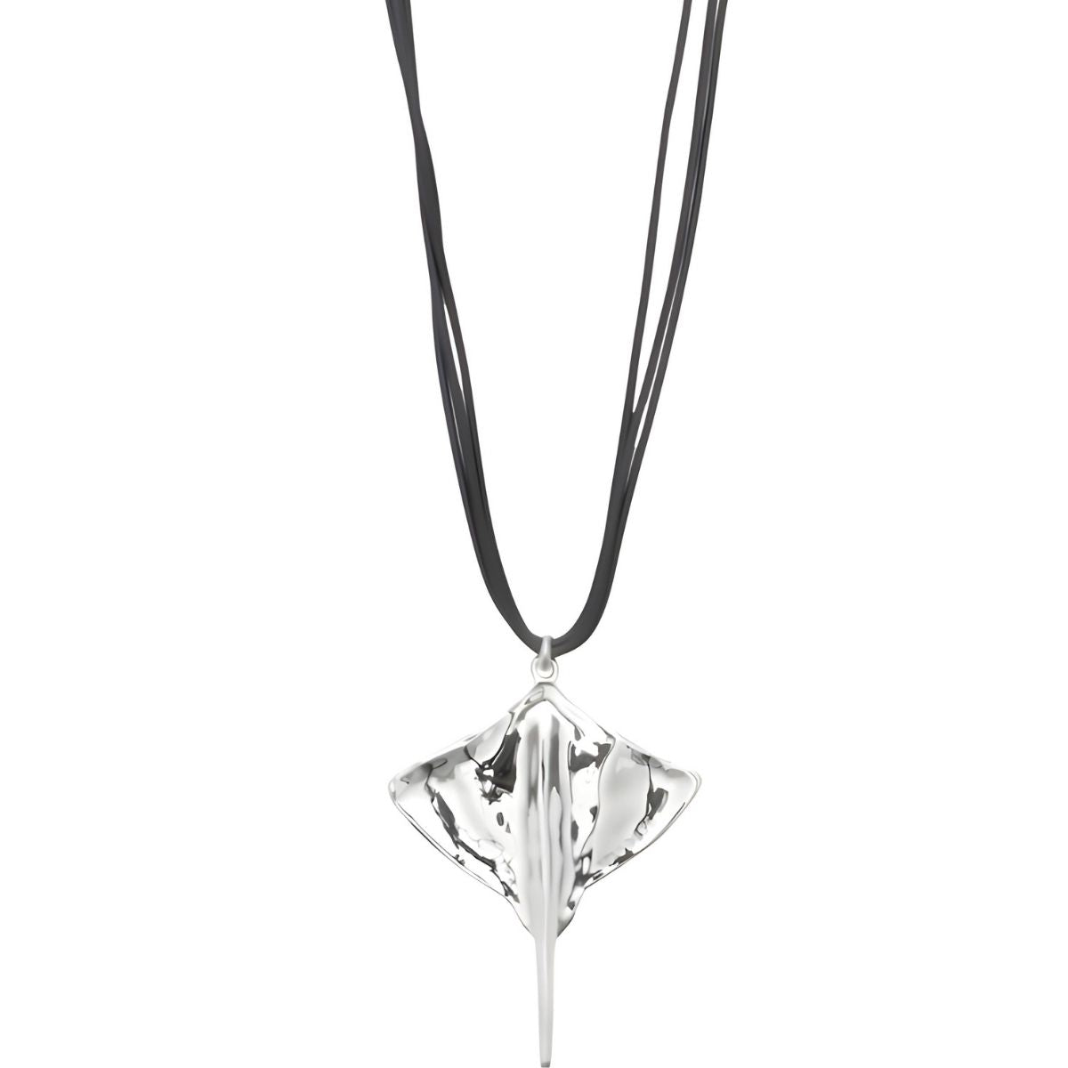 UNOde50 Long Leather Necklace Pendant with Manta Ray