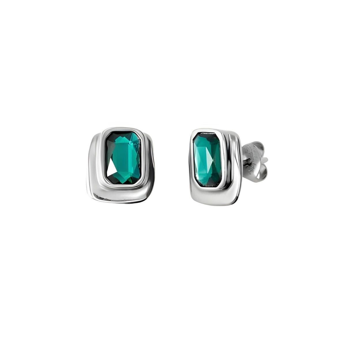 UNOde50 Stud Earrings with Green Crystal