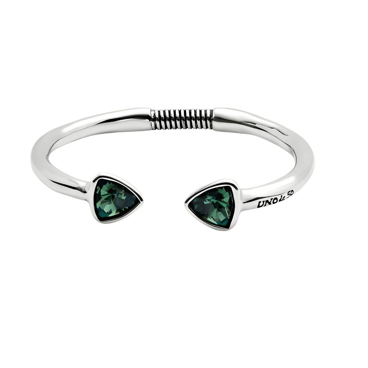 UNOde50 Cuff Bracelet with Two Green Crystals - Medium