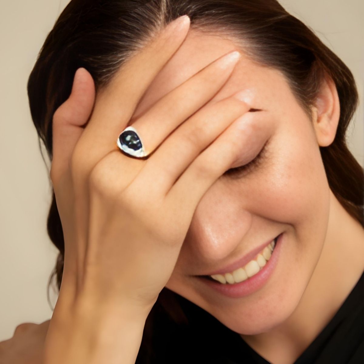 UNOde50 Rock n' Blue Ring with Blue Crystal