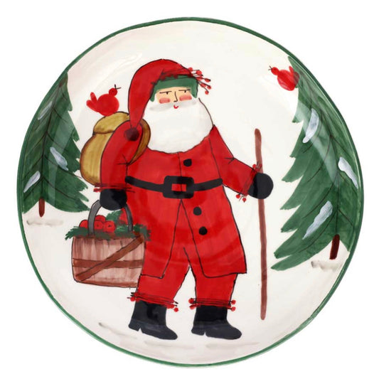 Vietri Old St. Nick Shallow Bowl with Apple Basket