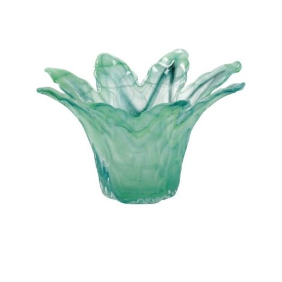Vietri Onda Glass Green Small Leaf Centerpiece