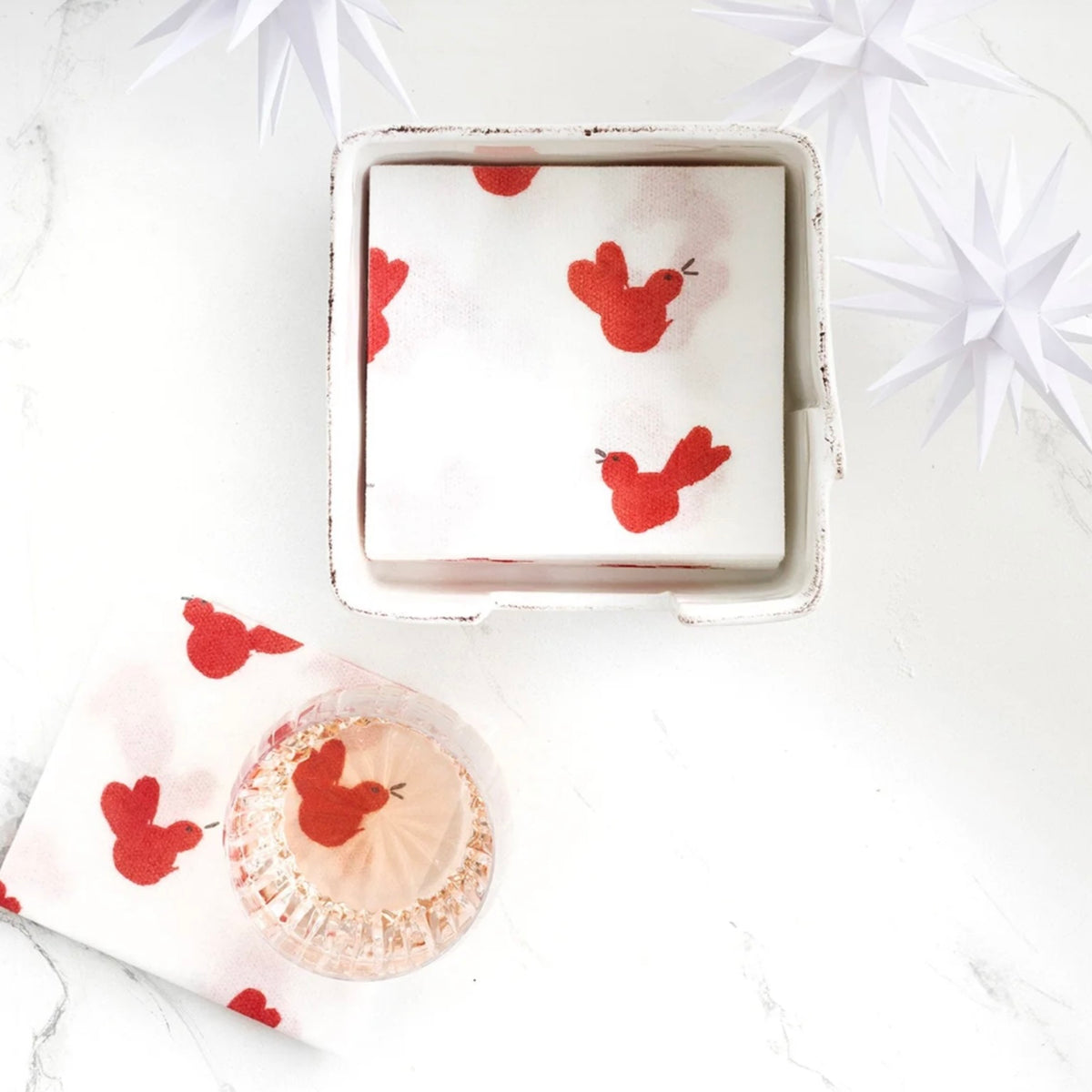 Vietri Papersoft Napkins Red Bird Cocktail Napkins (Pack of 20)