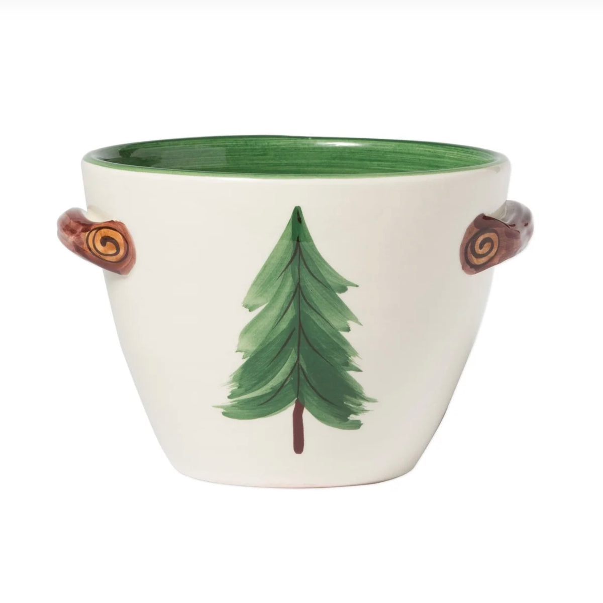 Vietri Old St. Nick Handled Deep Serving Bowl with Popcorn