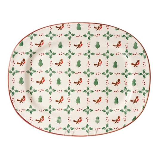 Winter Robin Large Oval Platter