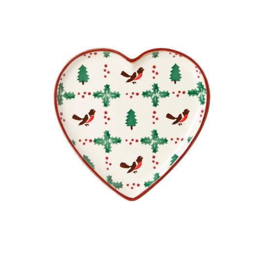 Winter Robin Medium Heart Plate