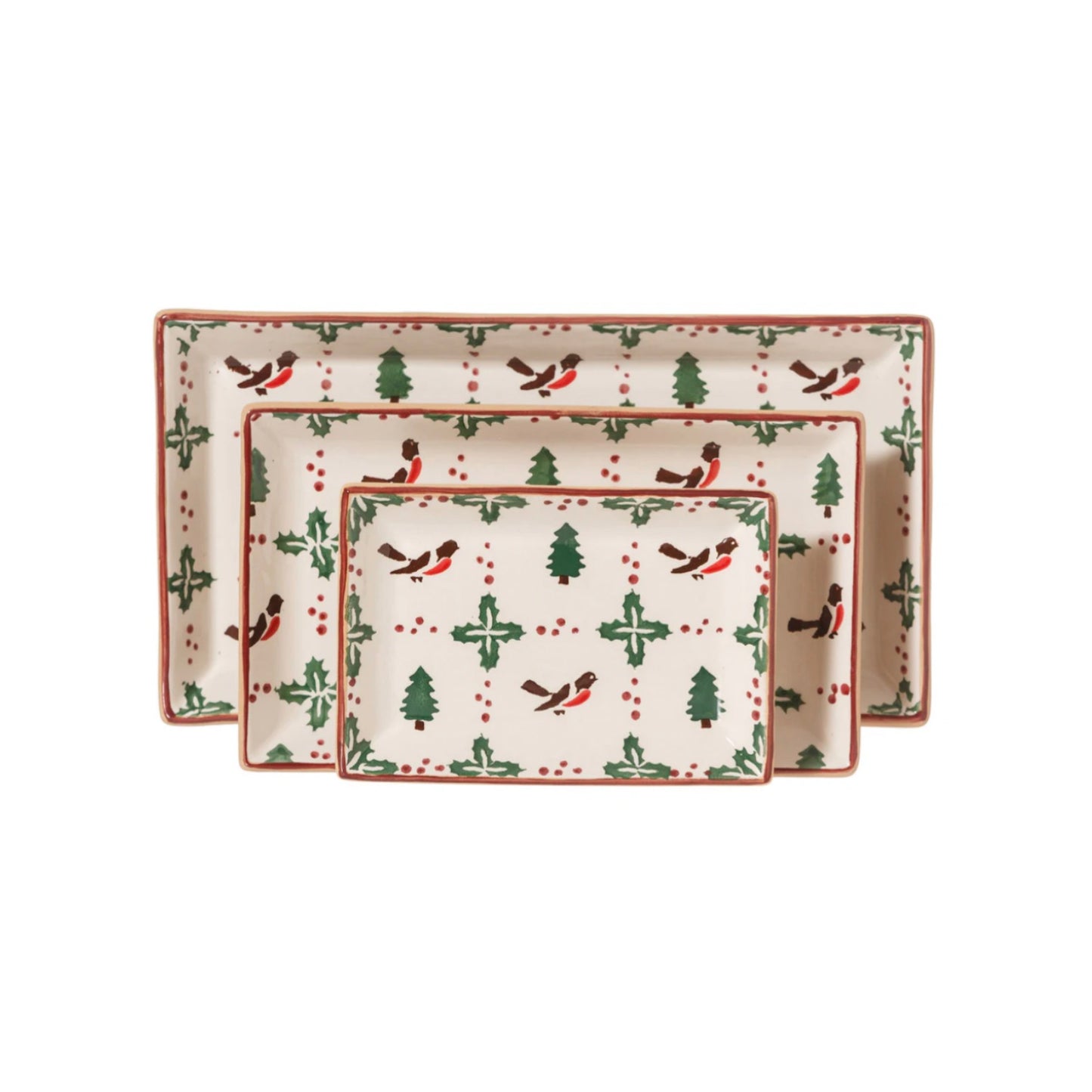 Winter Robin Rectangle Plate Set/3