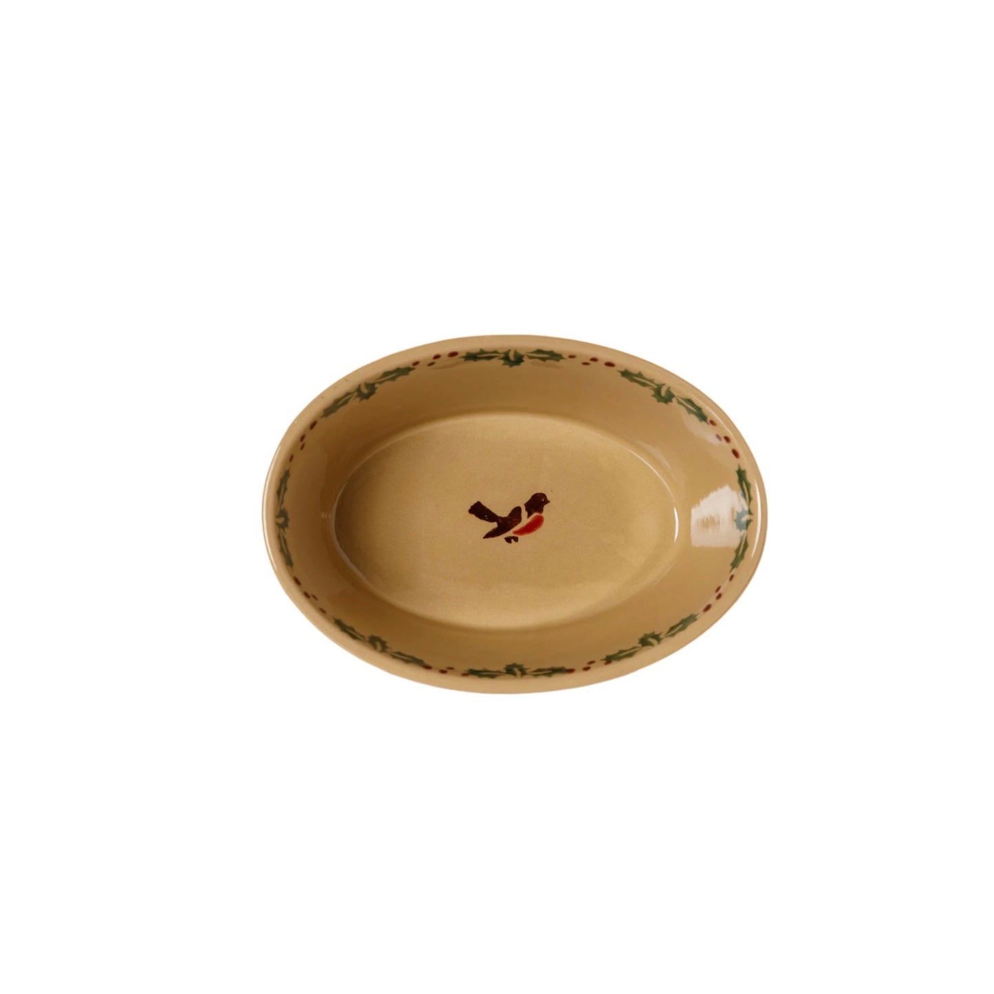 Winter Robin Small Oval Pie Dish