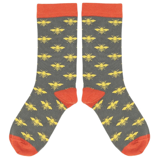 Catherine Tough Women's Organic Cotton Crew Socks - Bee