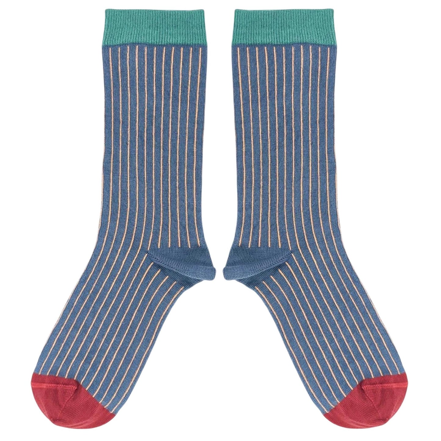 Catherine Tough Women's Organic Cotton Crew Socks - Pinstripe