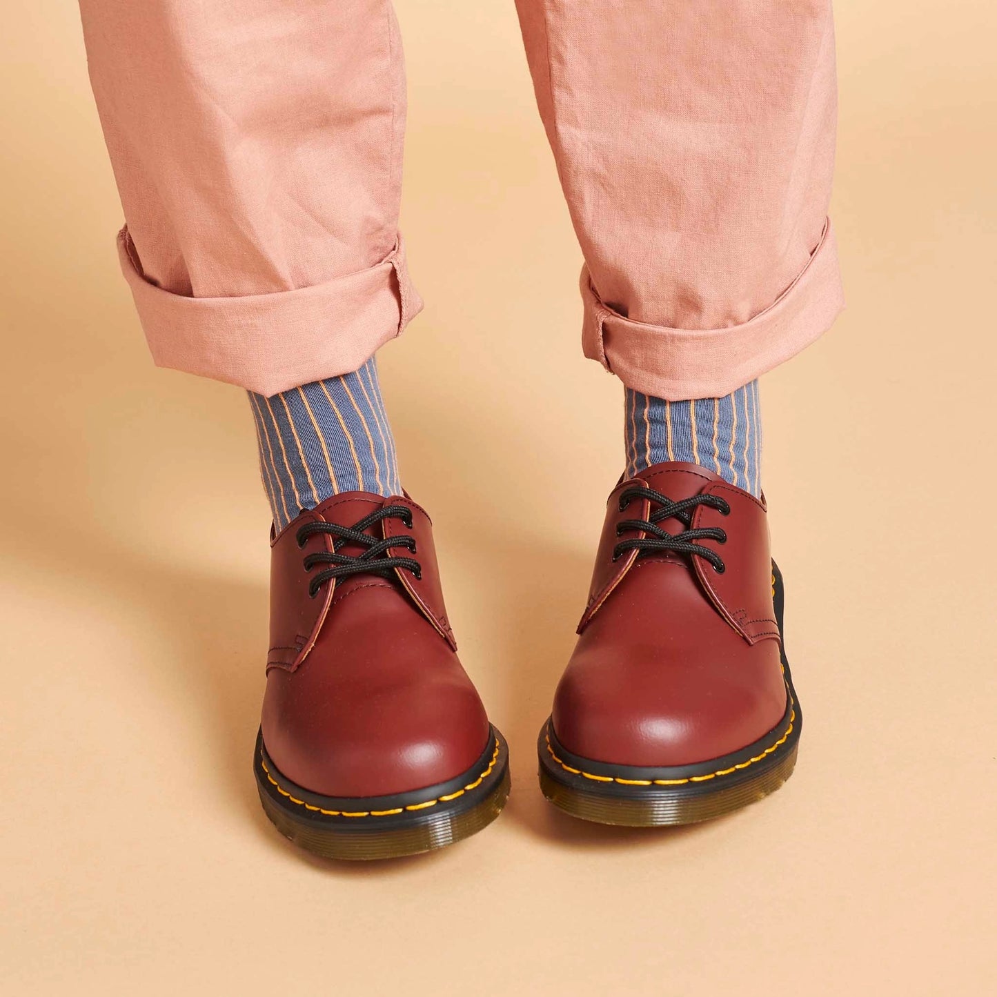 Catherine Tough Women's Organic Cotton Crew Socks - Pinstripe