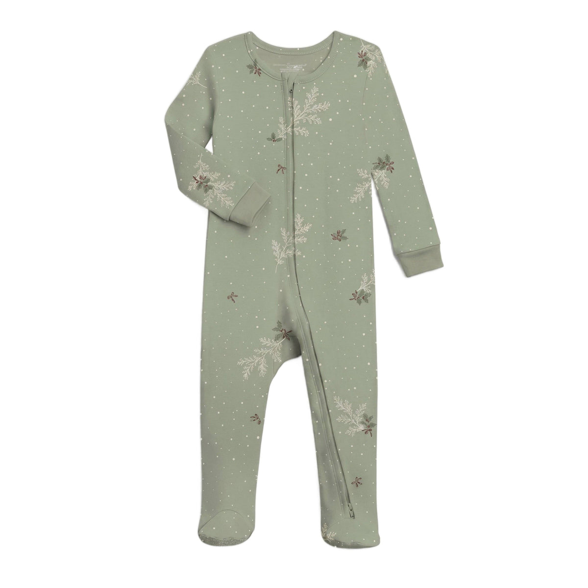 KENDI by Colored Organics - Peyton Zipper Sleeper - Holly Bow