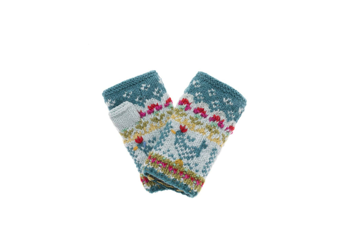 French Knot - Heirloom Hen Handwarmers - Teal