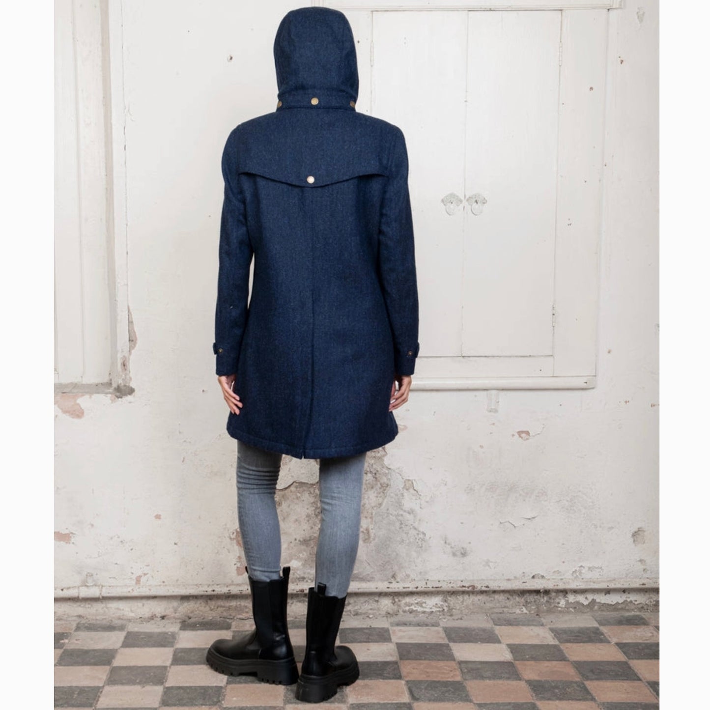 Abbie Tweed Coat - Navy Herringbone