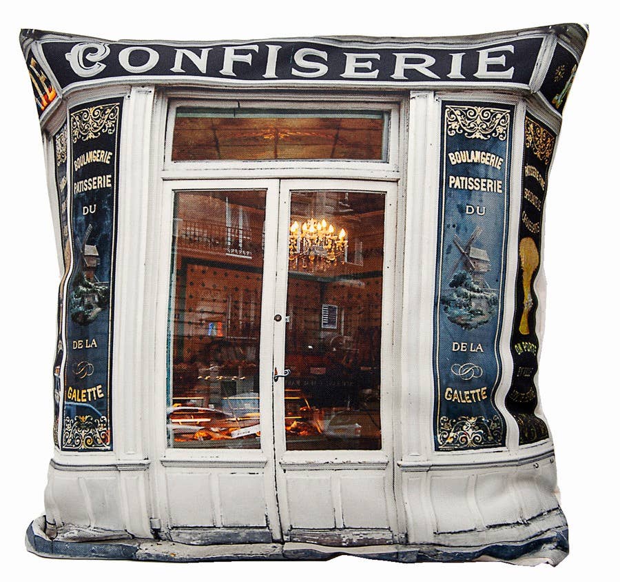 Maron Bouillie - Paris Devanture Confiserie Boulangerie Cushion Cover with Insert