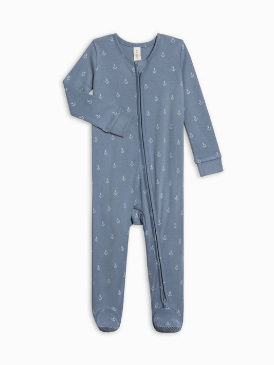KENDI by Colored Organics - Peyton Zipper Sleeper - Anchor / Sea + Powder