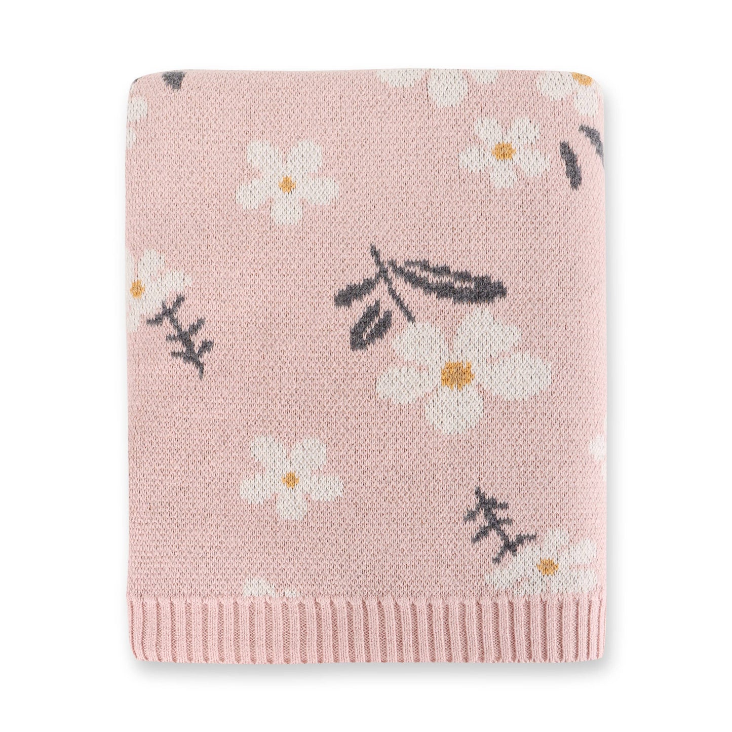 Viverano Organics - Daisy Floral - Organic Jacquard Sweater Knit Baby Blanket