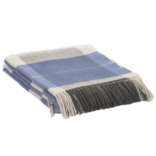 Cushendale Glynn Lambswool Throw Blanket Large - Azure