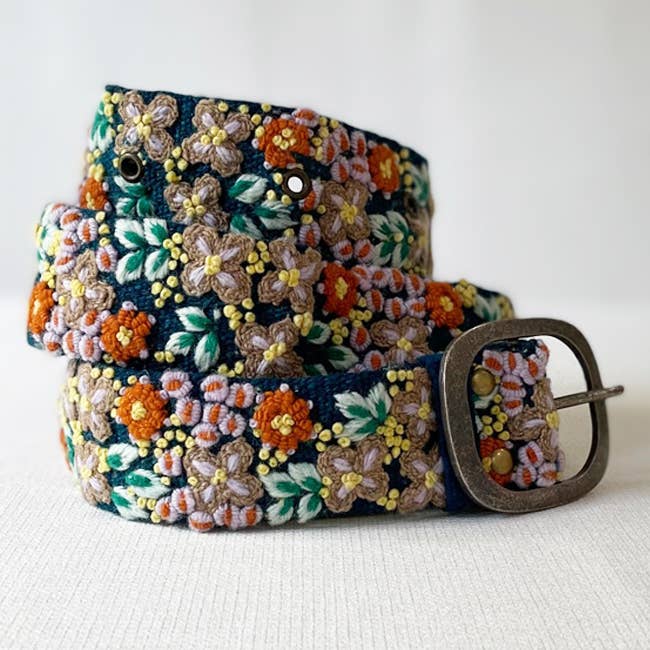 Jenny Krauss - Morning Dew Floral Embroidered Wool Belt