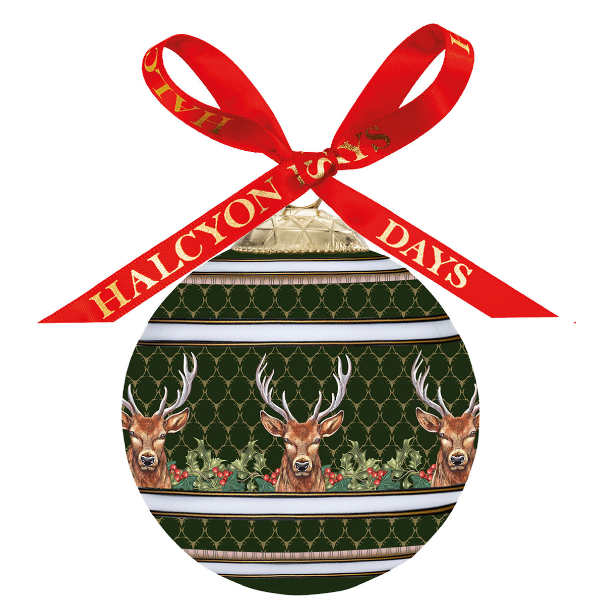 Halcyon Days Antler Trellis Green Stag Bauble