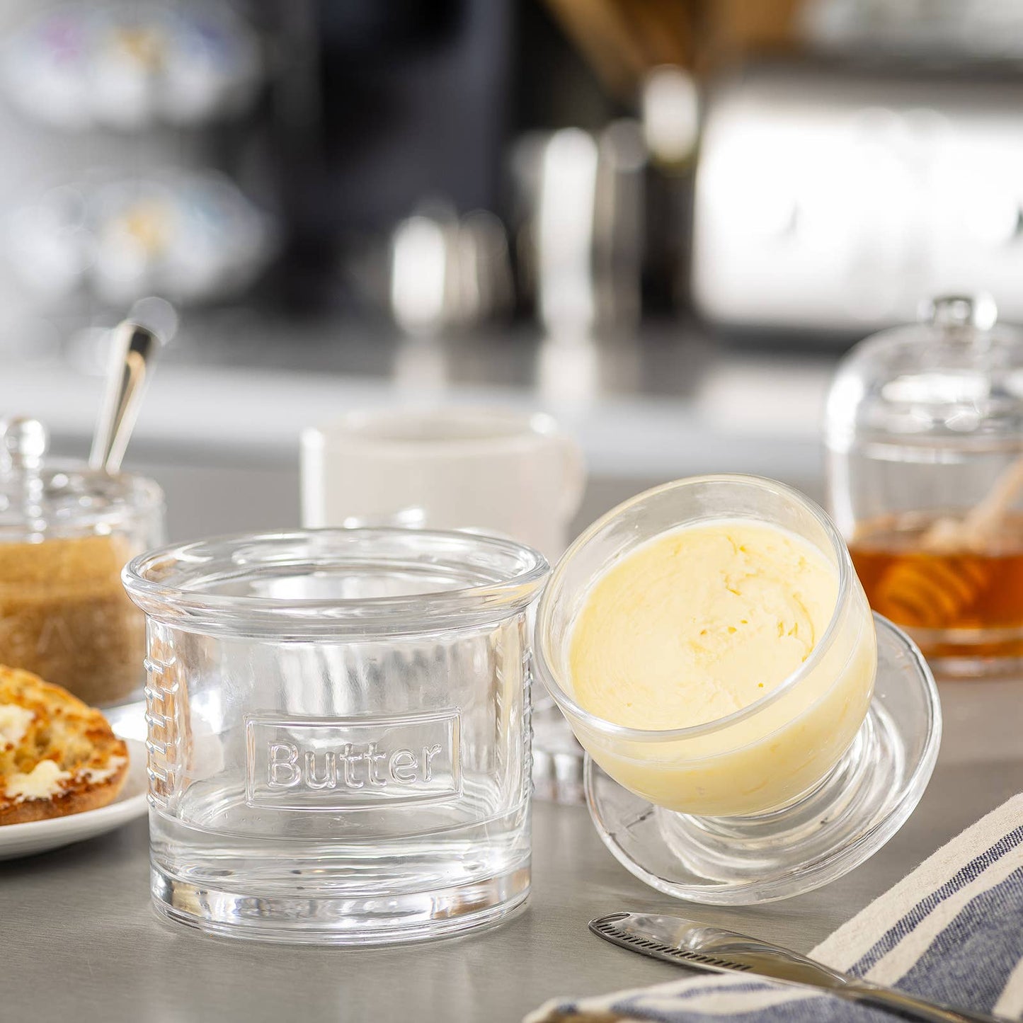 Glass French Style Butter Crock