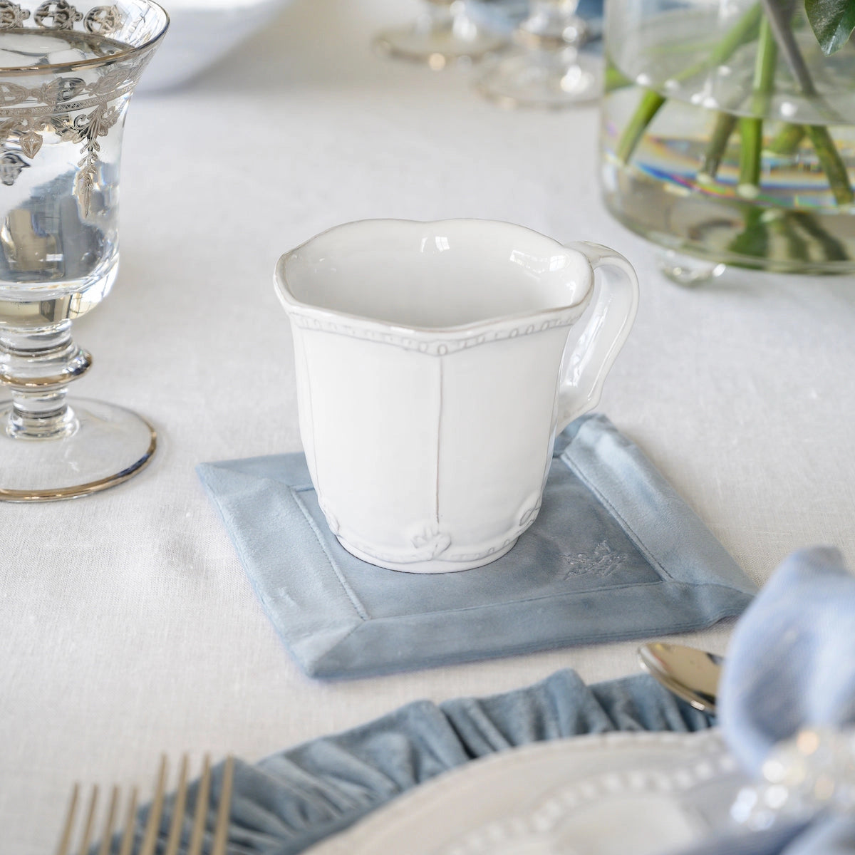Arte Italica Bella Bianca Beaded Mug Set/4