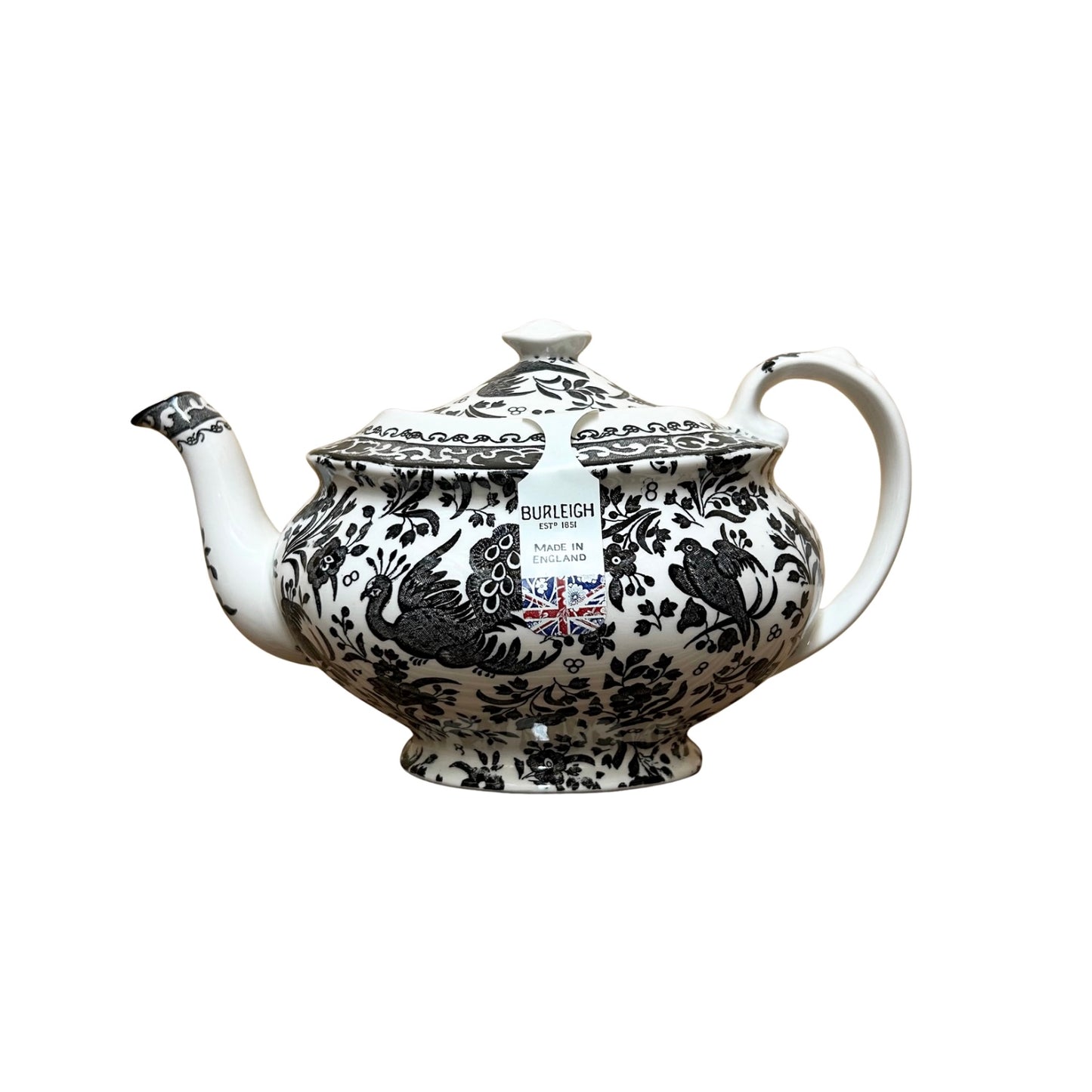 Burleigh Black Regal Peacock Teapot