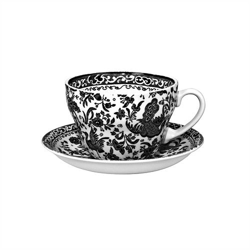 Black Regal Peacock Breakfast Cup & Saucer