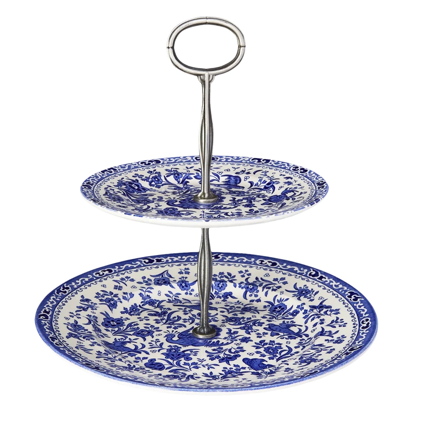 Burleigh Blue Regal Peacock 2 Tier Cake Stand