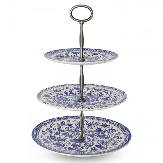 Burleigh Blue Regal Peacock 3 Tier Cake Stand