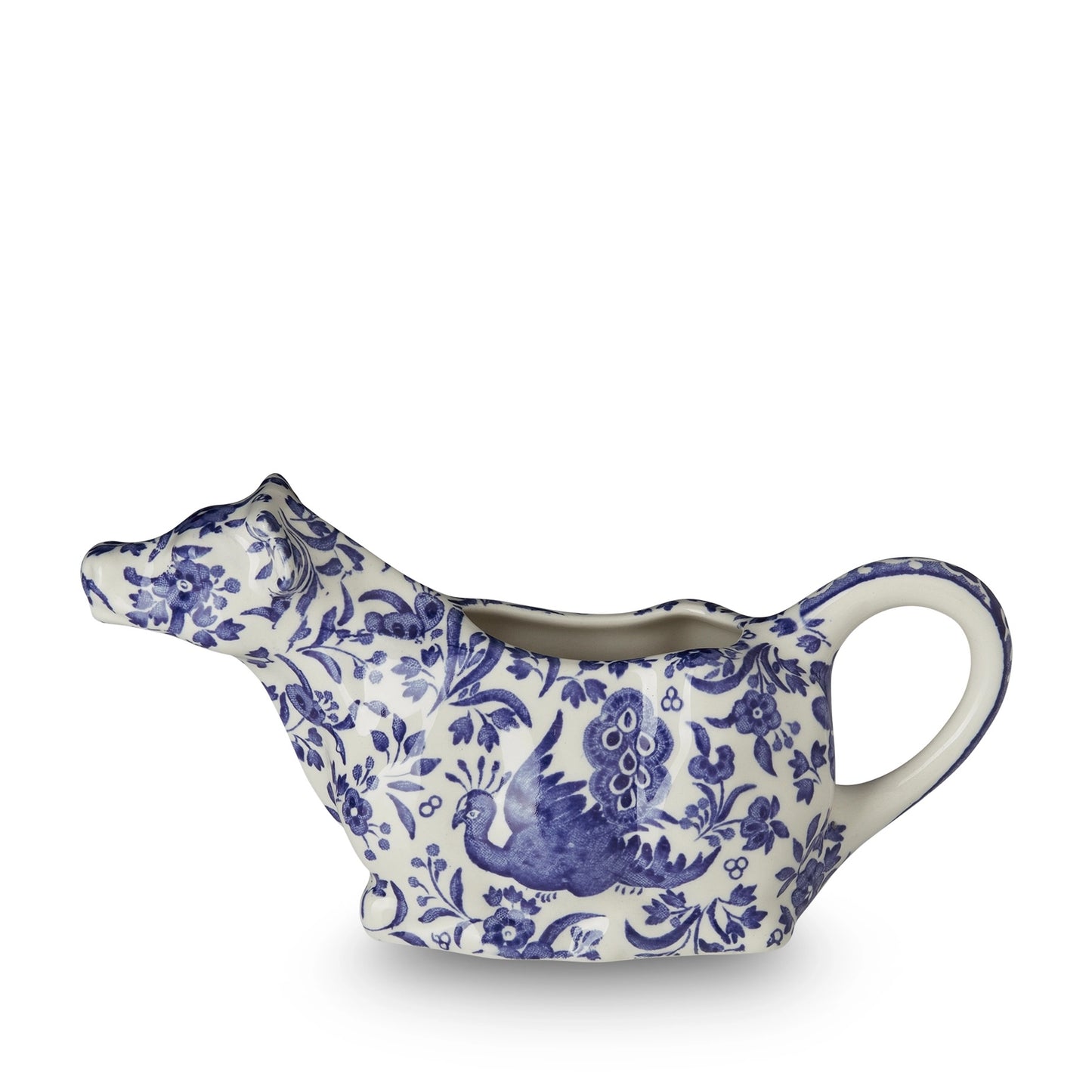 Burleigh Blue Regal Peacock Cow Creamer