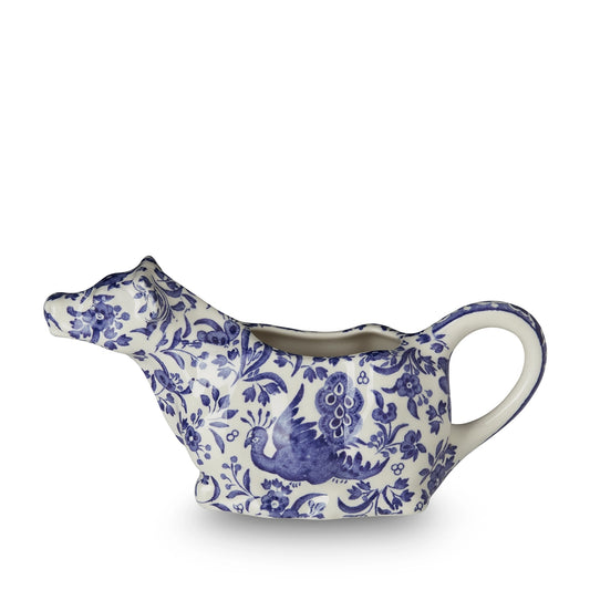 Burleigh Blue Regal Peacock Cow Creamer