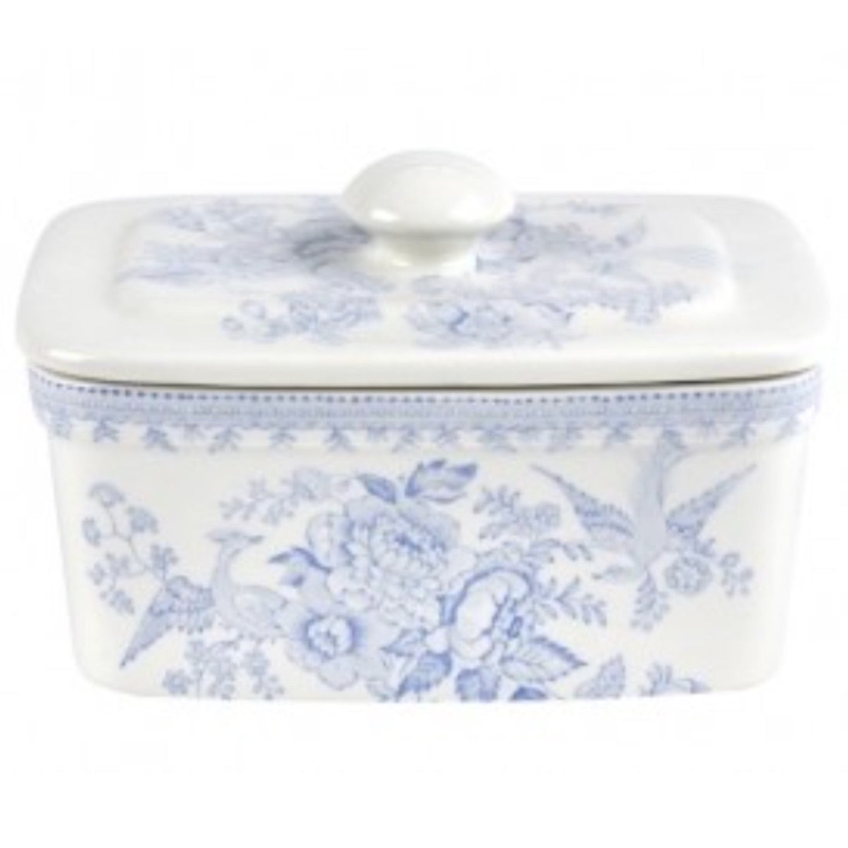 Blue Asiatic Pheasants Butter Dish