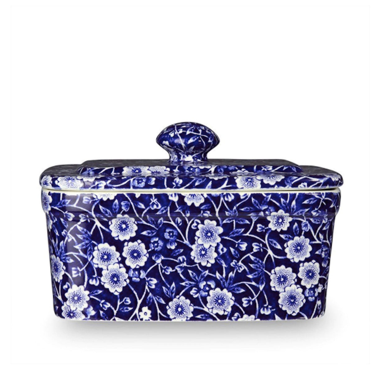 Blue Calico Covered Butter Dish