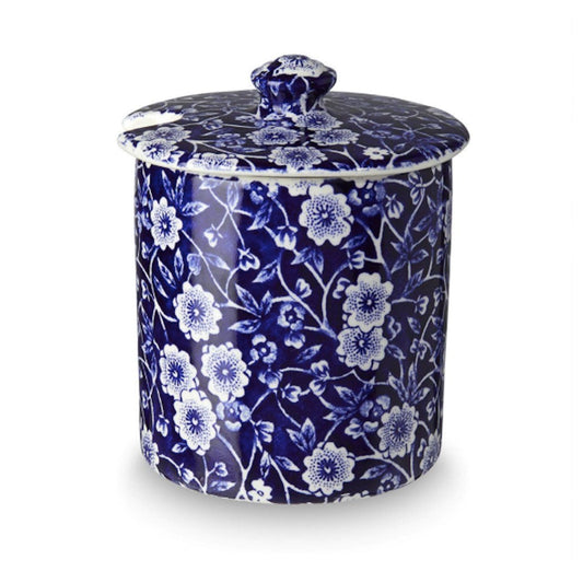 Blue Calico Covered Jam/Sugar Pot (Straight Sided)