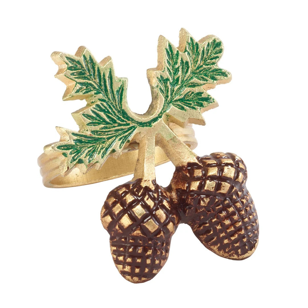 Bodrum Painted Acorn Napkin Rings Set/4