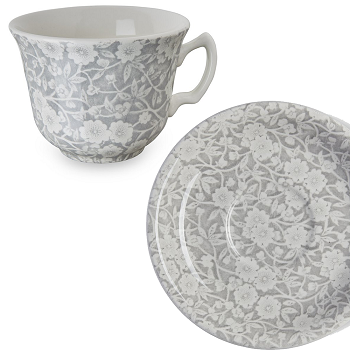 Burleigh Dove Grey Calico Teacup & Saucer - Retried