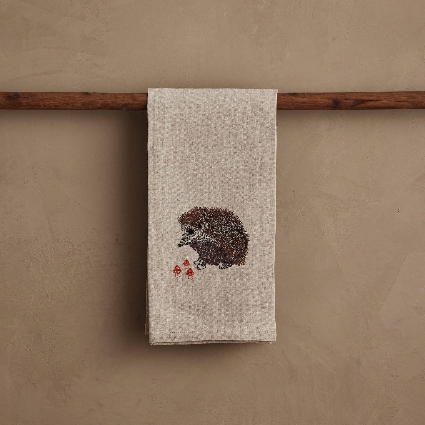 Coral & Tusk - Hedgehog with Mushrooms Tea Towel
