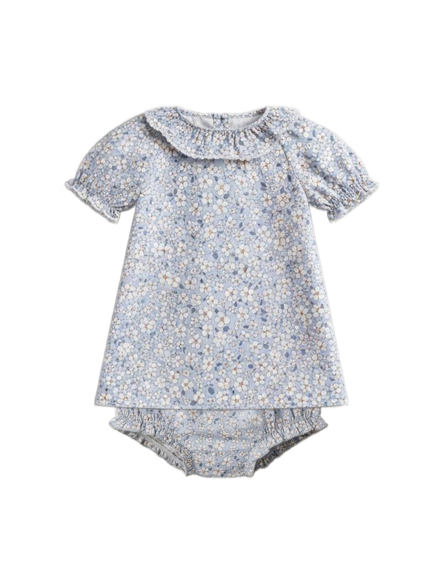Kendi by Colored Organics - Bess Poplin Ruffle Collar Shirt and Bloomer Set
