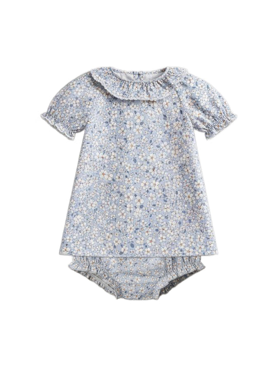 Kendi by Colored Organics - Bess Poplin Ruffle Collar Shirt and Bloomer Set