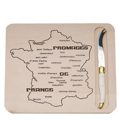 Jean Dubost Map of French Cheeses Board & Cheese Knife