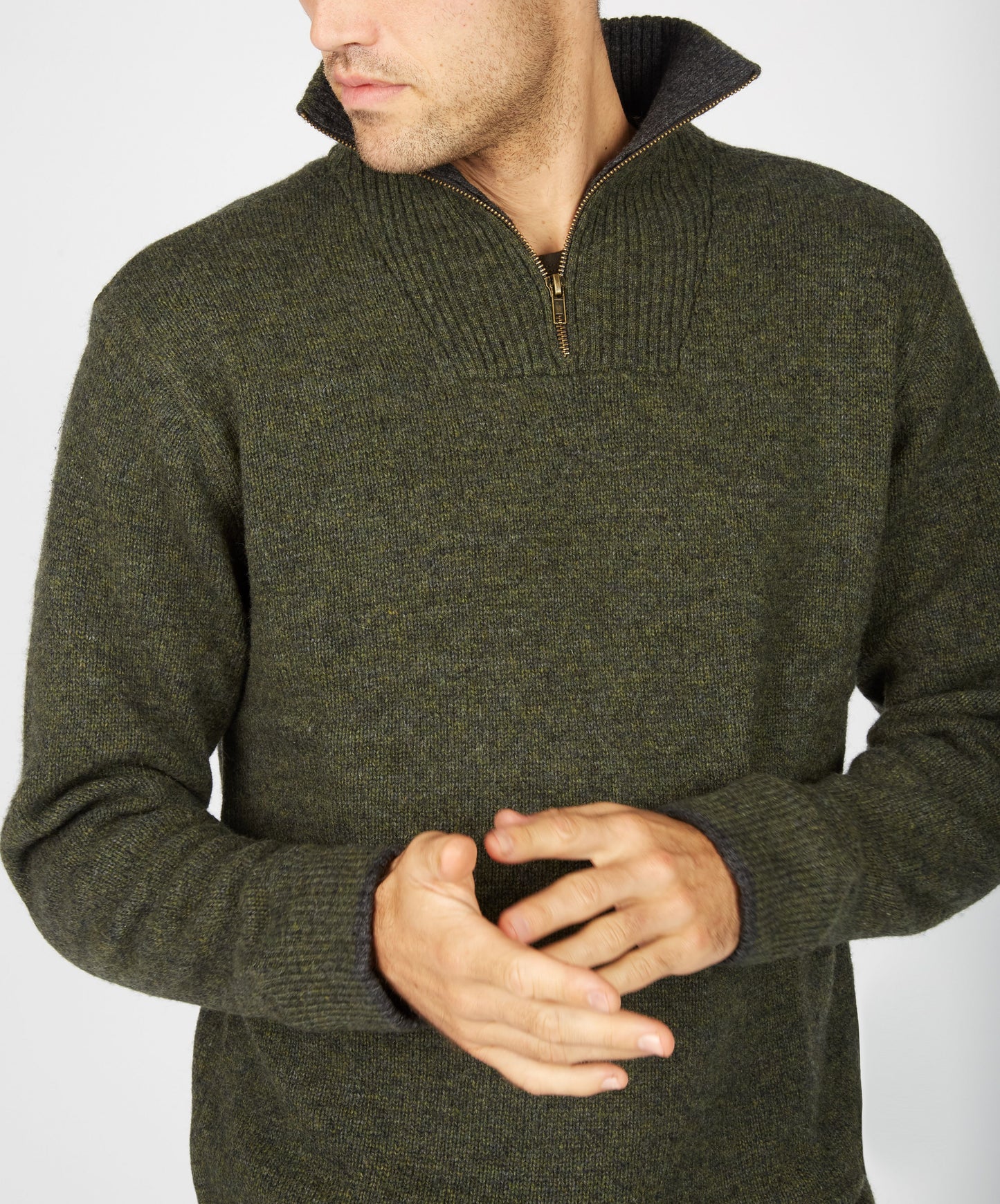 IrelandsEye Men's Half Zip Sweater - Green Marl