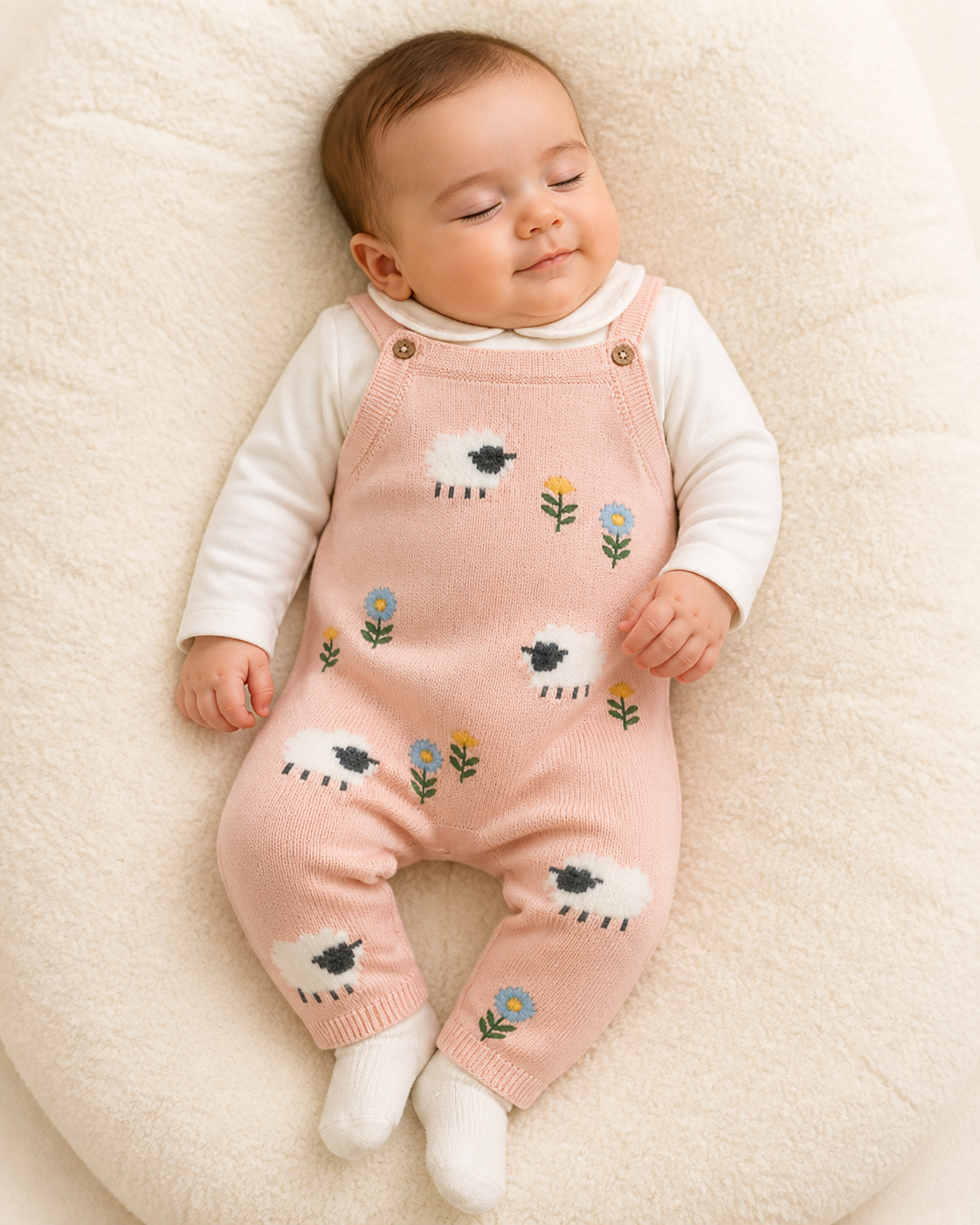 Viverano Organics - Lamb Cozy Knit Baby Overall Set (Organic Cotton)