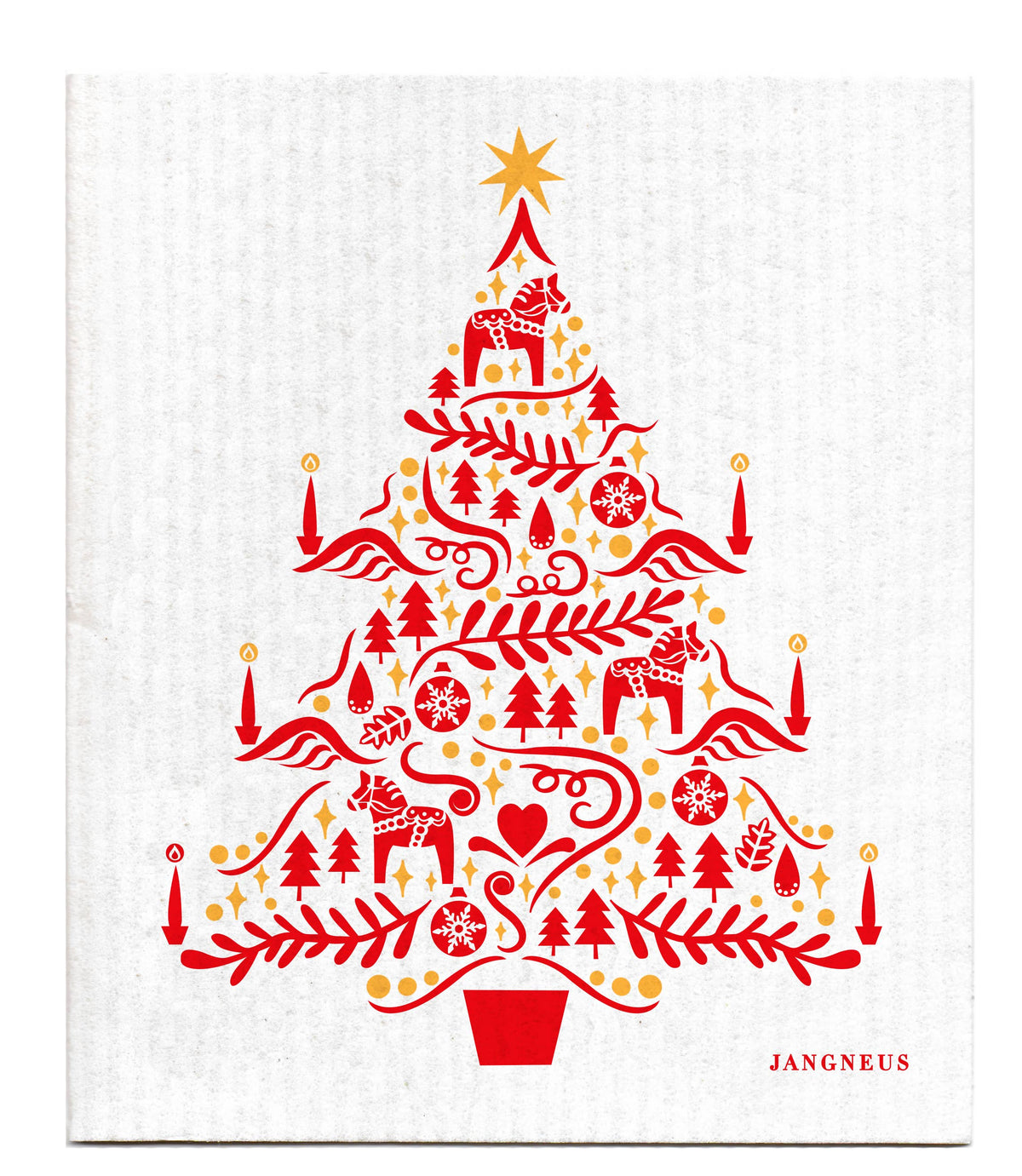Jangneus - Swedish Dishcloth - Scandi Christmas Tree - Red