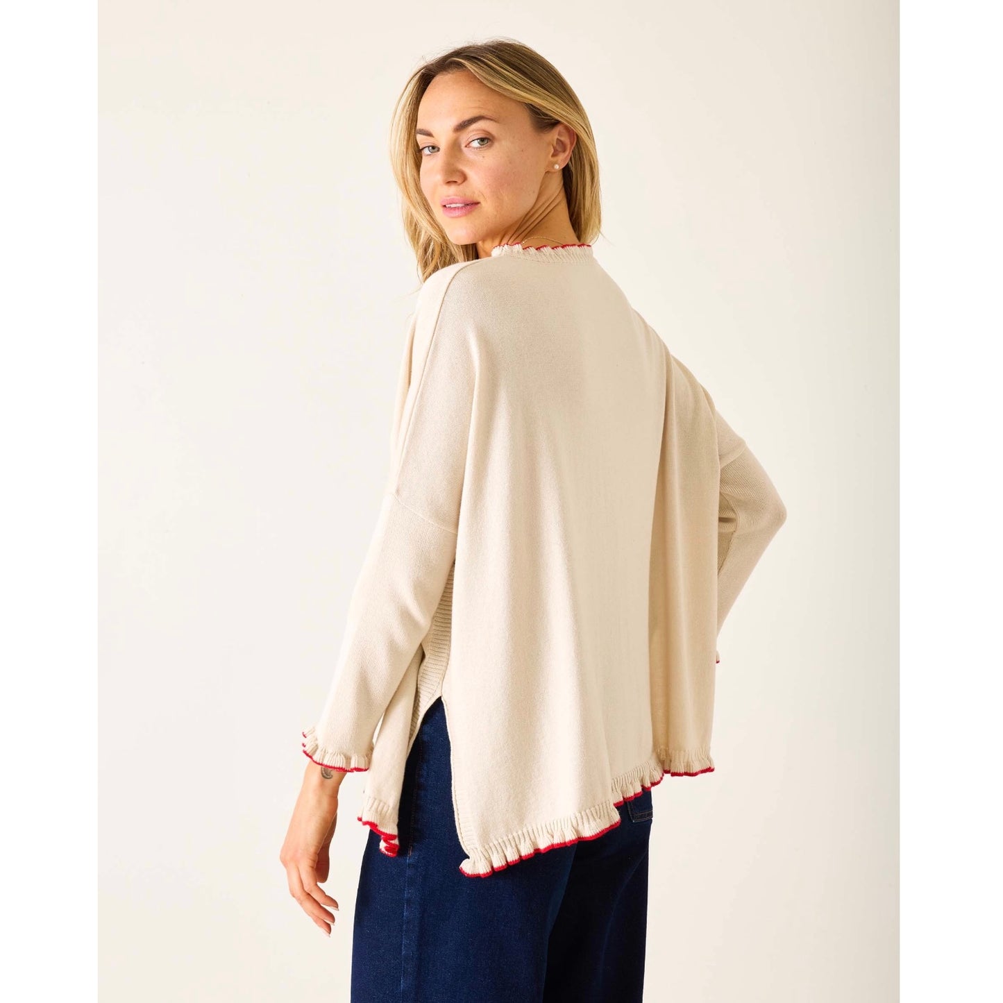 Mersea Catalina Ruffle Sweater -Cream/Ribbon Red - One Size